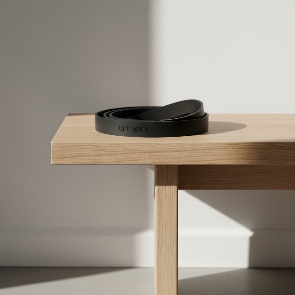 The image presents a wooden bench with a black, rolled belt placed on it against the wall, featuring alt text of the follo...